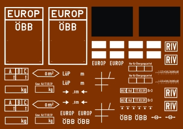 Decals Siebdruck ÖBB Güterwagen Symbole H0 1:87
