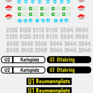 Decals U - Bahn (Epoche IV bis Epoche VI) für den U - und V - Wagen H0 1:87