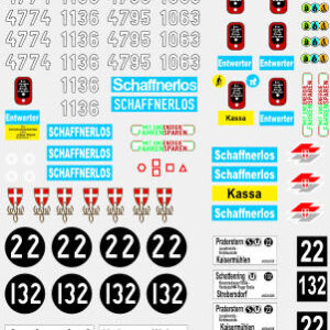 Decals Neubauwagen Schaffnerloser Betrieb (Epoche IV bis EPOCHE V) für die Wagen , E1, C1, c1, c2,